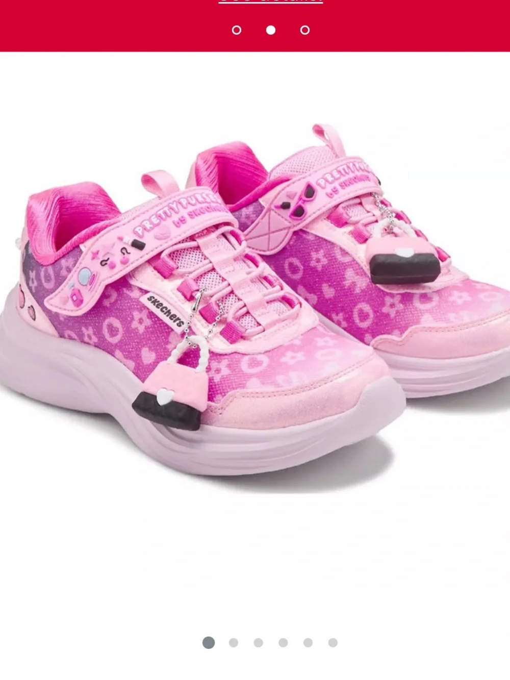Skechers Girls' Pink Patterned Light-Up Sneakers